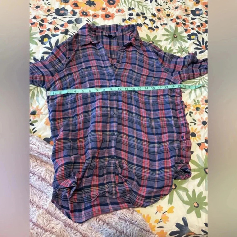 Lucky Brand Pink and Purple Plaid Flannel Medium
